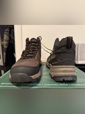 Eddie Bauer Brown and Black Men's Trail Boots with Orange Accents